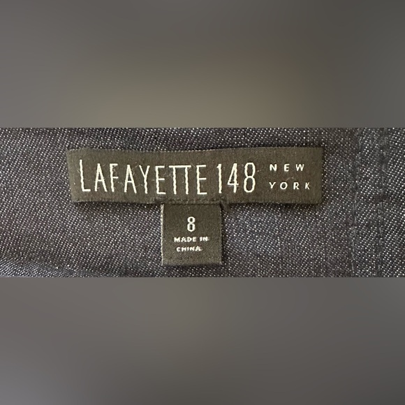 Lafayette 148 New York Denim Collection Pencil Skirt Back Full Exposed Zipper - Picture 4 of 6